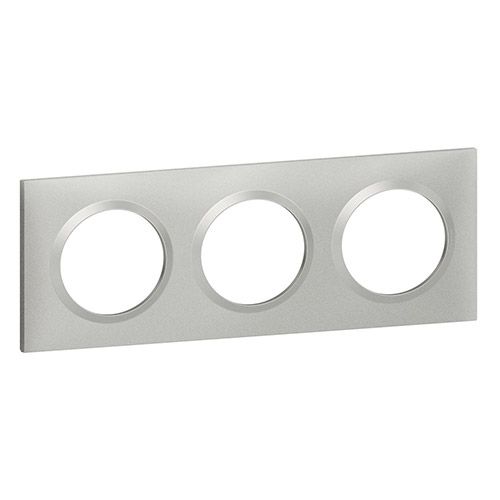 Plaque 3 postes Legrand Dooxie effet aluminium