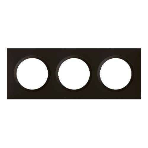 Plaque Legrand Dooxie 3 postes coloris noir - vue de face