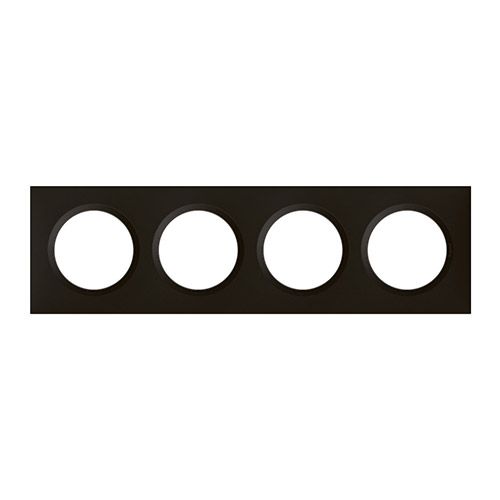 Plaque 4 postes Legrand Dooxie noir mat - vue de face