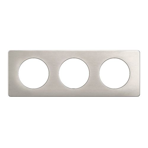 plaque 3 postes alu satiné Legrand® New Celiane - vue de face