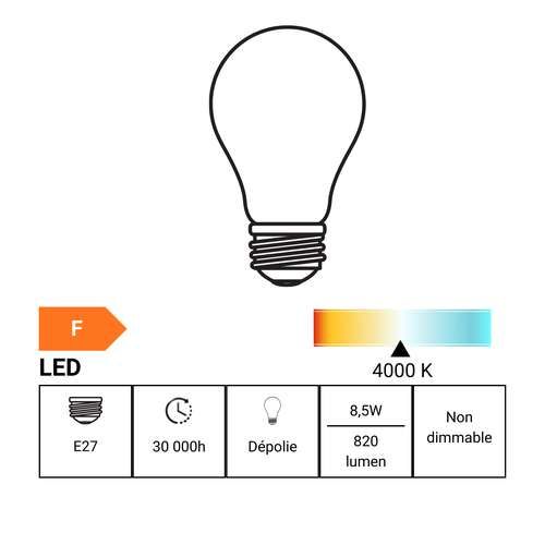 ampoule LED E27 8,5W Miidex - fiche technique