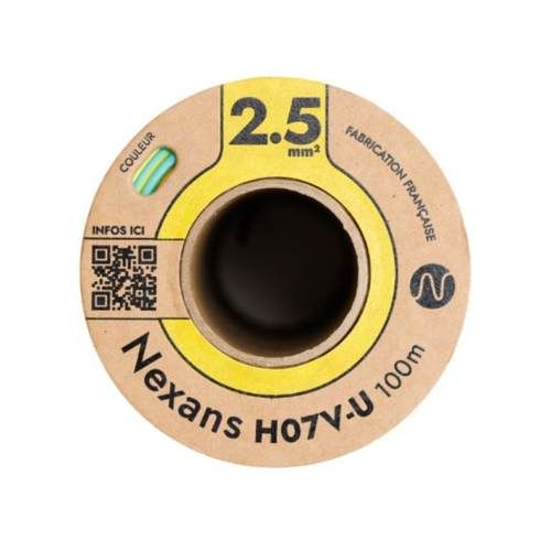 Bobine de 100m de fil électrique rigide H07VU Nexans Mobiway Pop 2,5mm² rouge
