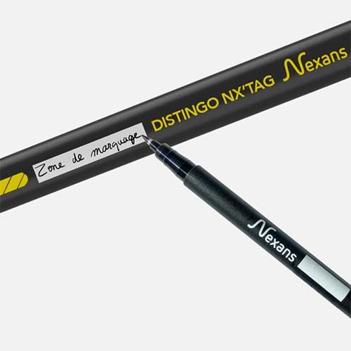 Câble électrique rigide R2V 5G2,5mm² Nexans Distingo NX'Tag avec liseré jaune et zone de marquage