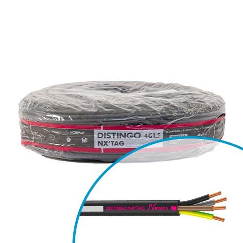 Couronne de 100m de câble électrique R2V 4G1,5mm² Nexans Distingo NX'Tag
