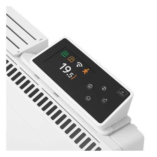 radiateur connecté à inertie fonte Noirot Walter 2 1000W blanc - photo boitier de commande digital