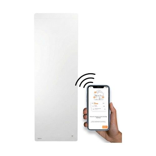radiateur connecté à inertie fonte vertical Noirot Walter 2 blanc 2000W pilotable à distance