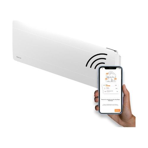 radiateur connecté à inertie fonte plinthe Noirot Walter 2 blanc 1000W pilotable à distance