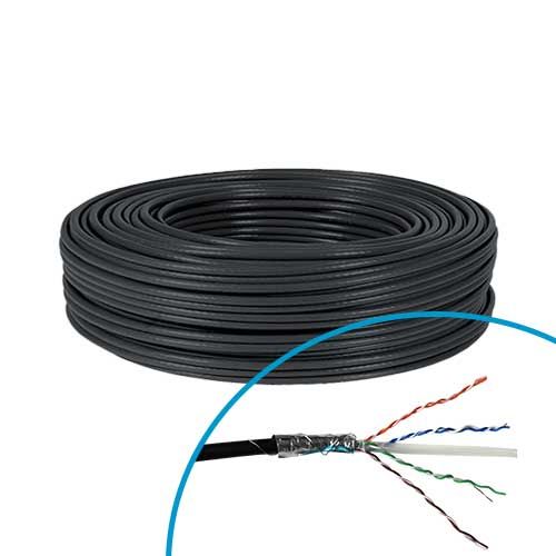 Couronne de 100m de câble RJ45 informatique extérieur catégorie 6 F/UTP 4P 350Mhz Omelcom EASYLINK