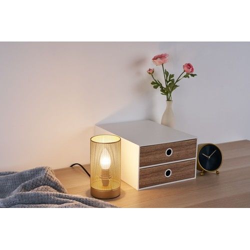 lampe à poser Paulmann dorée en mesh idéale sur une commode
