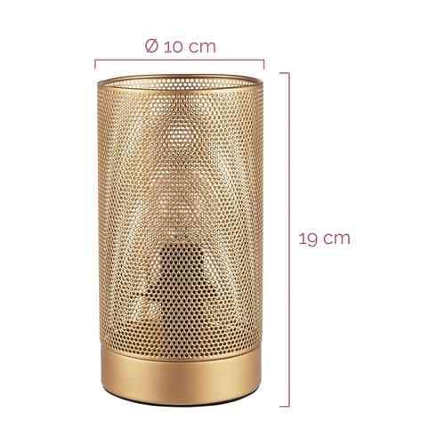 Dimensions de la lampe à poser Paulmann dorée en mesh