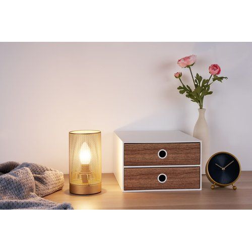 lampe à poser Paulmann dorée en mesh idéale sur une commode