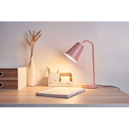 lampe à poser Pauleen True Shine E14 rose - photo ambiance bureau