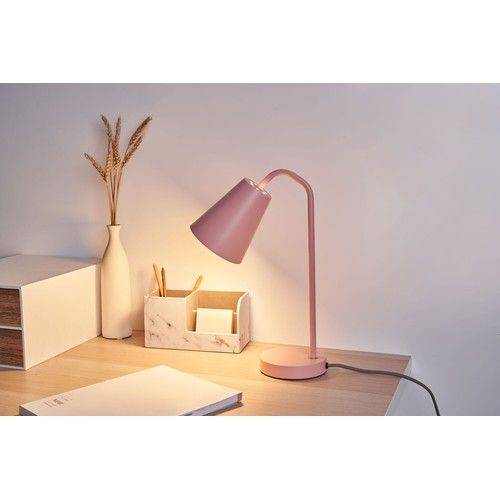 lampe à poser Pauleen True Shine E14 rose - photo ambiance bureau