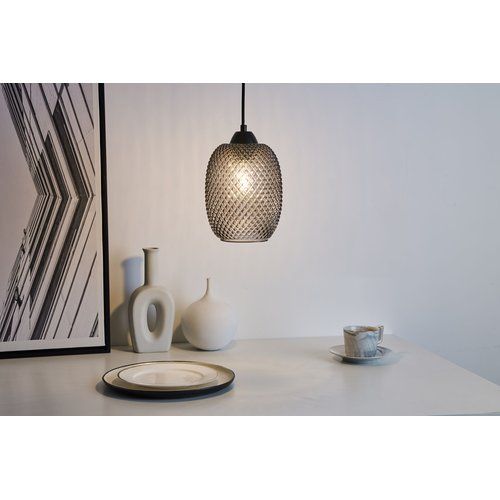 luminaire suspension Paulmann design verre fumé et noir idéal au dessus d'un meuble