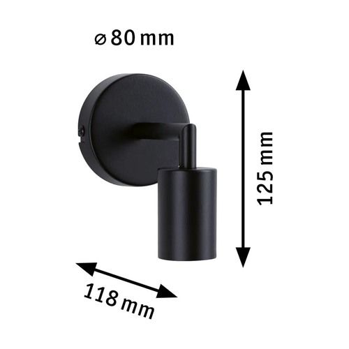 Applique murale noir mat Paulmann Jaron - dimensions