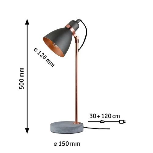Dimensions lampe à poser Neordic de Paulmann