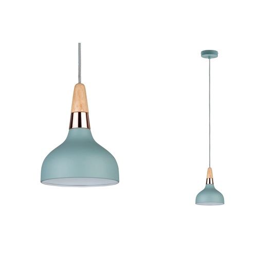 Zoom suspension Paulmann Neordic Juna vert satiné, bois et métal