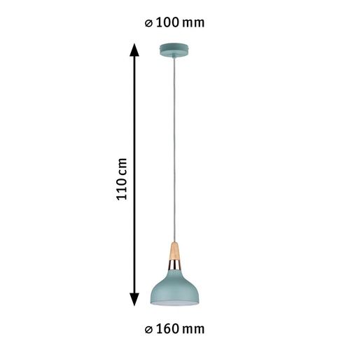 Dimensions suspension Paulmann Neordic Juna vert satiné, bois et métal