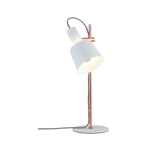 lampe à poser Neordic Haldar de Paulmann éclairée blanc et cuivre