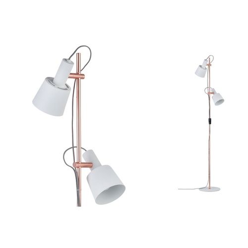 Zoom lampadaire Paulmann Neordic Haldar E14 blanc et cuivre