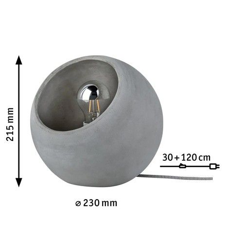 Lampe à poser Paulmann Neordic Ingram en béton gris - dimensions