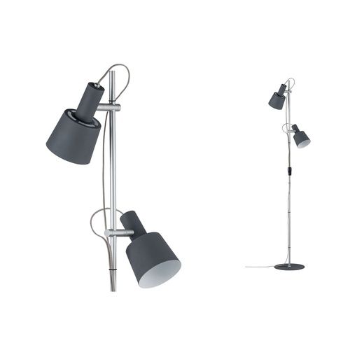 Zoom lampadaire Paulmann Neordic Haldar E14 gris foncé et chrome mat