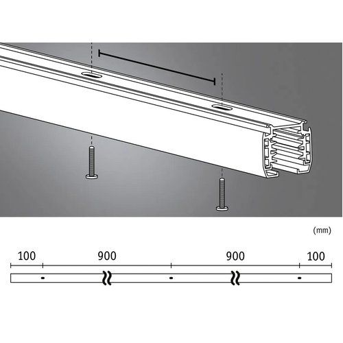 Dimensions rail pour spot LED PAULMANN PRORAIL3 PURELL noir
