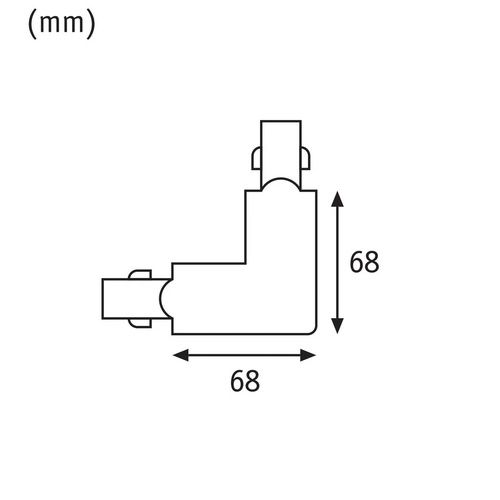 dimensions connecteur en L pour alimentation spot LED Paulmann URAIL extérieur noir