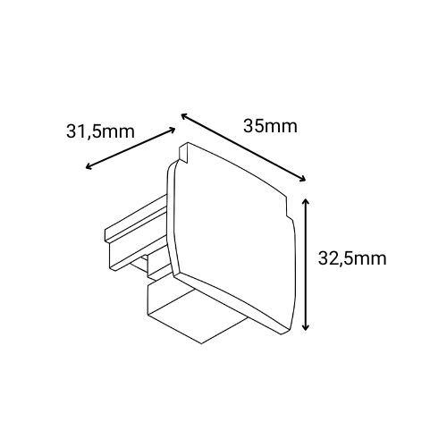 Terminaison pour rail PRORAIL3 noir PAULMANN - dimensions