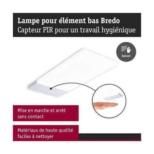 Eclairage LED sous meuble PAULMANN BREDO argent avec détecteur de mouvement