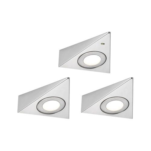 Lot de 3 éclairages LED éclairés sous meuble PAULMANN TRIAS acier brossé