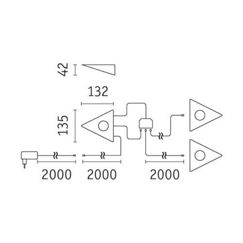 Eclairage LED sous meuble PAULMANN TRIAS acier brossé - schéma des dimensions