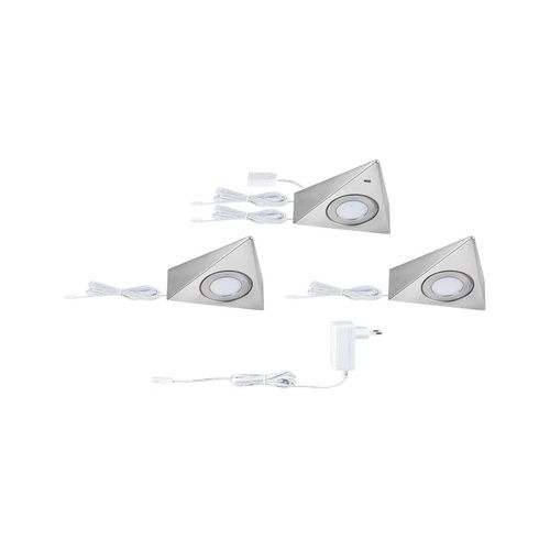 Lot de 3 éclairages LED sous meuble PAULMANN TRIAS acier brossé + accessoires
