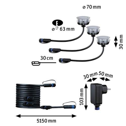 détail kit spots LED extérieurs encastrés de sol Paulmann