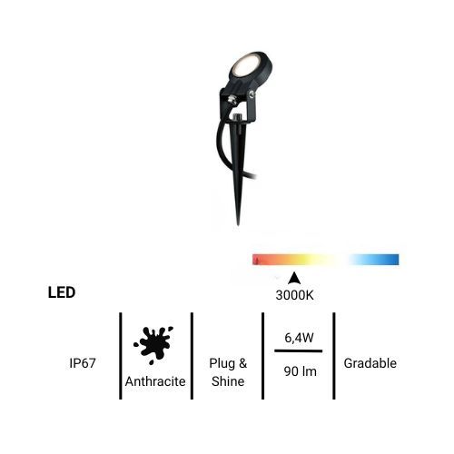 Kit de 3 spots LED extérieurs sur piquet orientable Paulmann Plug & Shine - fiche technique