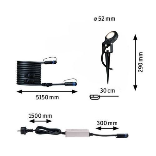Dimensions du spot sur piquet Paulmann Plug&Shine