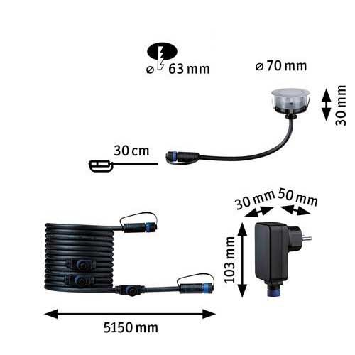 Détails et dimensions spot encastré Paulmann Plug & Shine
