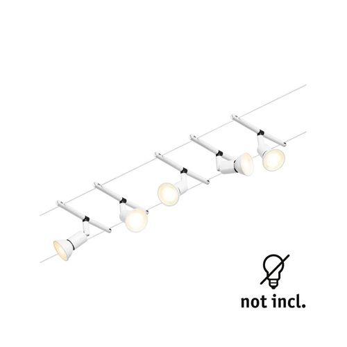 Kit de 5 Spots sur cables Paulmann CORDUO SALT GU5.3 5m blanc - ampoule non incluse