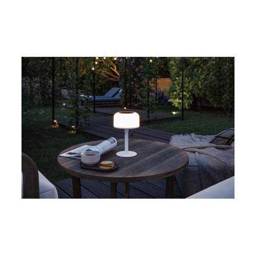 luminaire rechargeable solaire Paulmann Bartja coloris blanc idéal pour l'extérieur