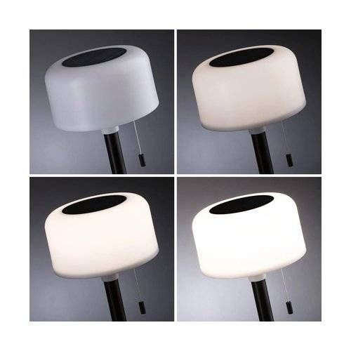 luminaire rechargeable solaire Paulmann Bartja avec différentes intensité lumineuse
