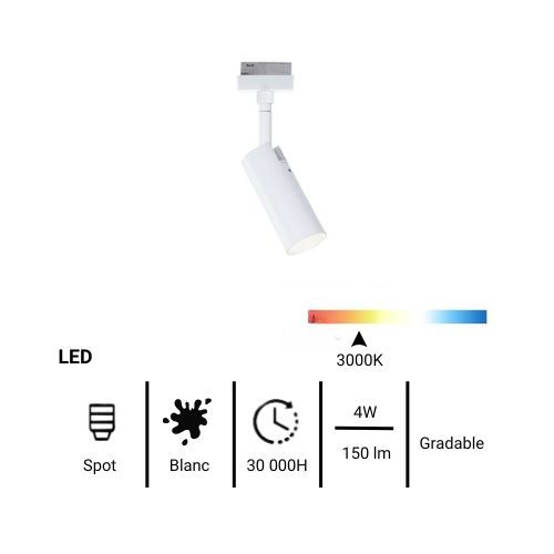 Fiche technique spot LED sur rail Paulmann URAIL TUBO blanc