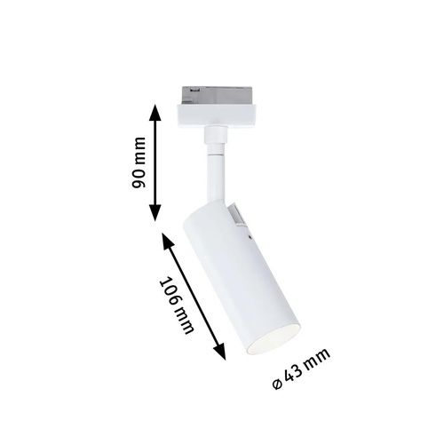 Dimensions spot LED sur rail Paulmann URAIL TUBO coloris blanc