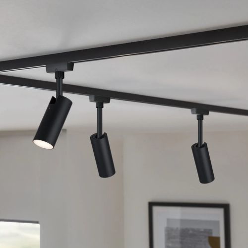 photo ambiance spot sur rail LED Paulmann Urail noir mat