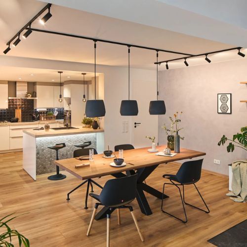 photo ambiance spot sur rail LED Paulmann Urail noir mat