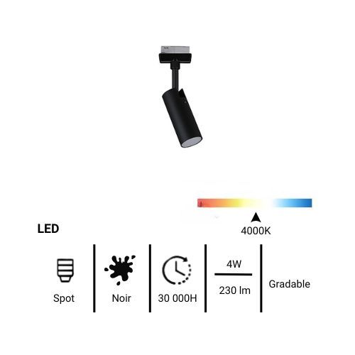 Fiche technique spot sur rail LED Paulmann Urail Tubo noir