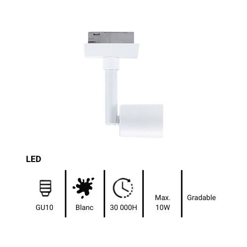 Fiche technique spot sur rail LED Paulmann Urail blanc