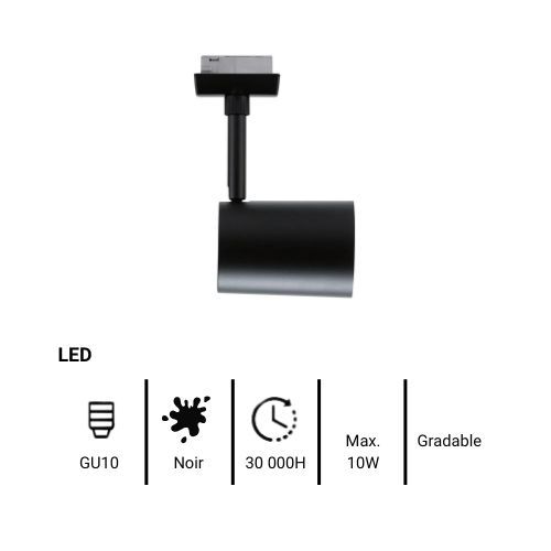 fiche technique spot sur rail LED Paulmann Urail noir mat