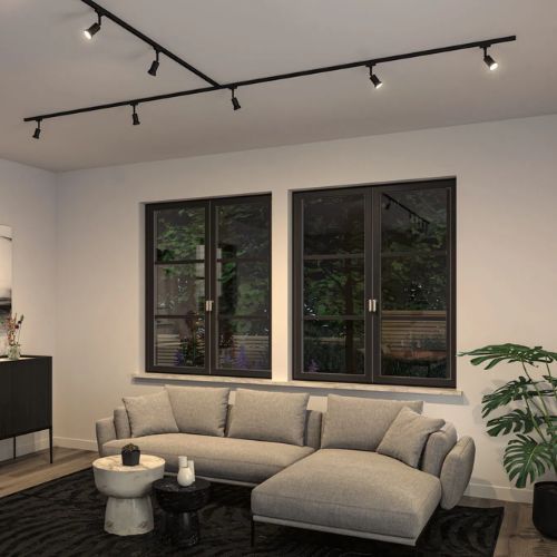 Photo ambiance spot sur rail LED Paulmann Urail noir mat