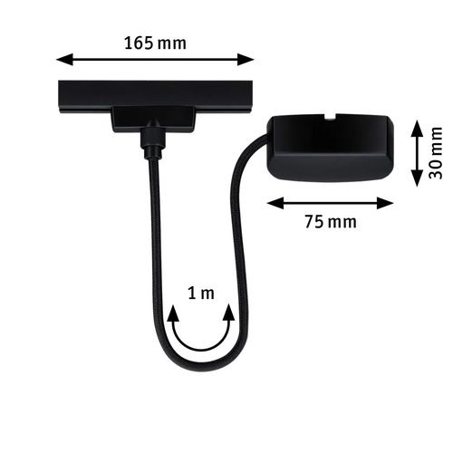 dimensions alimentation électrique URail Paulmann noir mat