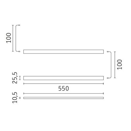Dimensions du lot de 2 réglettes LED Paulmann Inline